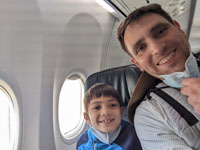 Here's Nicky, pretty psyched for his first flight.  He already wants to fly again.  Asking about our next plane trip frequently.  WE DON'T HAVE THAT KIND OF MONEY MY GUY!